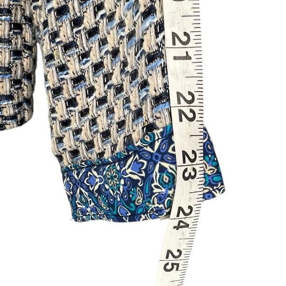 Chicos Tweed Blazer Jacket Womens M Blue Multi Full Zip Boho Preppy Career NEW - Picture 10 of 16